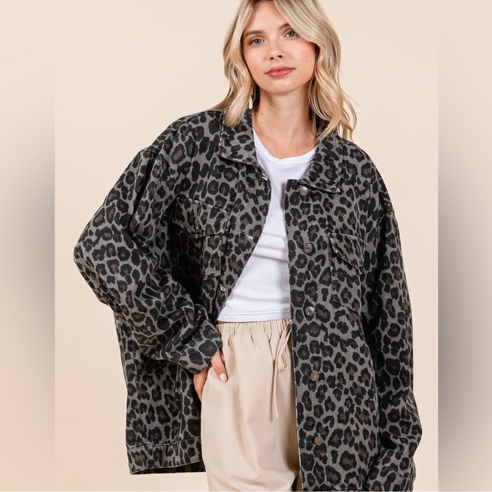 NWT Mittoshop Leopard Print Oversized Jacket - Picture 9 of 12